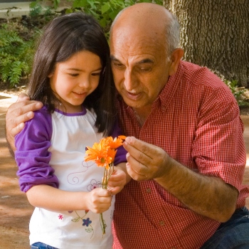 A girl and grandfather
